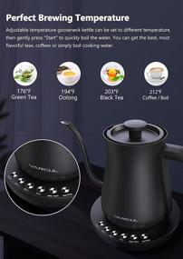 img 3 attached to ☕ VARCUL Electric Gooseneck Kettle for Coffee Tea Brewing - Stainless Steel Inner Lid & Bottom, 2H Temperature Holding, Auto Shut-Off Protection, Rapid Boil 1200W, 0.6L Capacity - Matte Black