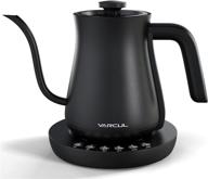 ☕ varcul electric gooseneck kettle for coffee tea brewing - stainless steel inner lid & bottom, 2h temperature holding, auto shut-off protection, rapid boil 1200w, 0.6l capacity - matte black логотип