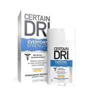 certain dri everyday strength clinical antiperspirant deodorant for men and women (1pk) - extended all-day odor and sweat protection, doctor recommended hyperhidrosis treatment, 2.6oz solid logo