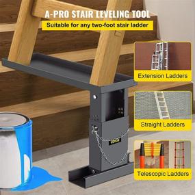 img 3 attached to 🪜 VEVOR 23.4x7.6-Inch Ladder Extender: Adjustable Height Range, Leveling Tool for Stairs, Steel Construction, Black Powder Coated