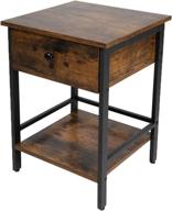 jpntoye industrial nightstand: rustic brown & black bedside table with drawer and shelves, easy assembly, bedroom & living room furniture логотип