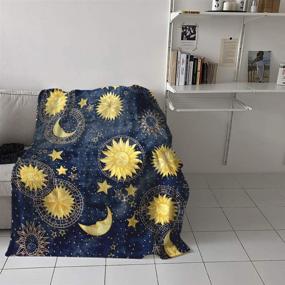 img 2 attached to 🌙 Boho Chic Flannel Fleece Throw Blankets: Golden Sun Moon and Stars Antique Style Decor for Stadium, Couch, Bed, Sofa - Lightweight and Luxurious Cozy Blanket