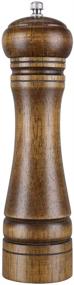 img 1 attached to 🌶️ ZOYA Wood Pepper Grinder Pepper Mill: 8 inch Solid Wood, Adjustable Manual Salt Grinder, Refillable Shakers for Sea Salt and Black Peppercorn - Pack of 1