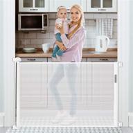 54” tough durable mesh retractable baby gate: indoor safety & outdoor pet dog gate logo
