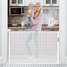 img 4 attached to 54” Tough Durable Mesh Retractable Baby Gate: Indoor Safety & Outdoor Pet Dog Gate