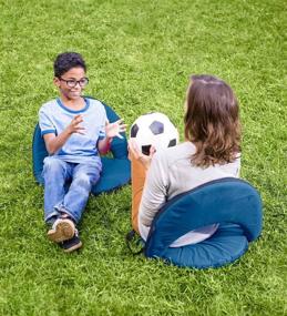 img 2 attached to 🪑 Bright Blue 5-Position Folding Chair: Adjustable Strap, Comfortable Seat for Kids and Adults on Ground and Floor