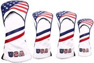 🏌️ premium 4-piece usa stars and stripes golf head cover set - synthetic leather with embroidery for driver, fairway wood, and hybrid clubs logo