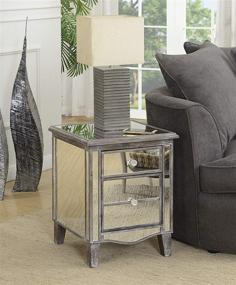 img 1 attached to 🌟 Gold Coast Park Lane Mirrored End Table by Convenience Concepts, in Weathered Gray with Mirror Finish