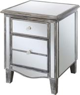 🌟 gold coast park lane mirrored end table by convenience concepts, in weathered gray with mirror finish logo