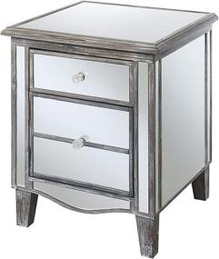 img 2 attached to 🌟 Gold Coast Park Lane Mirrored End Table by Convenience Concepts, in Weathered Gray with Mirror Finish