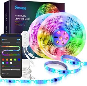 img 4 attached to 🌈 Govee 32.8ft RGBIC LED Strip Lights | WiFi Color Changing LED Lights with Segmented Control | Compatible with Alexa and Google Assistant | Music LED Lights for Bedroom, Kitchen, Christmas Party | Waterproof 2x16.4ft