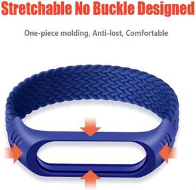 img 2 attached to EMIOBAND Braided Solo Loop Silicone Fabric Stretchable Nylon Strap - Compatible with Xiaomi Mi Band 5, Mi Band 4, and Mi Band 3