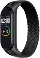 emioband braided solo loop silicone fabric stretchable nylon strap - compatible with xiaomi mi band 5, mi band 4, and mi band 3 logo