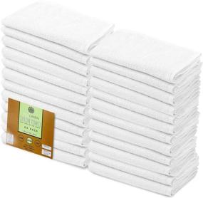 img 4 attached to 🧶 Ultra Soft Cotton Salon Towels Set - Pack of 24 White 16x26" - Maximum Softness and High Absorbency for Home & Spa
