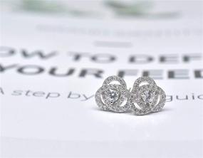 img 1 attached to Sterling Silver Cubic Zirconia Knot Stud Earrings - Hypoallergenic Love Knot CZ Earrings for Women Girls