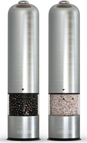 img 4 attached to Electric Salt & Pepper Grinder Set - Automatic, Refillable, Battery Operated Stainless Steel Spice Mills with Light - One-Handed Push Button Peppercorn Grinders & Sea Salt Mills