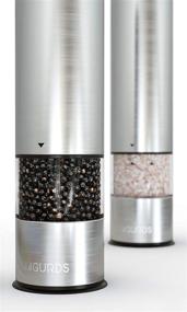 img 1 attached to Electric Salt & Pepper Grinder Set - Automatic, Refillable, Battery Operated Stainless Steel Spice Mills with Light - One-Handed Push Button Peppercorn Grinders & Sea Salt Mills