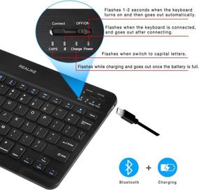 img 1 attached to 🖥️ REALIKE Ultra-Slim Rechargeable Wireless Bluetooth Keyboard for iOS, Android, Windows, and Mac - Compatible with iPad, iPad Pro, iPhone, Android Tablets etc - Black