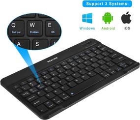 img 3 attached to 🖥️ REALIKE Ultra-Slim Rechargeable Wireless Bluetooth Keyboard for iOS, Android, Windows, and Mac - Compatible with iPad, iPad Pro, iPhone, Android Tablets etc - Black