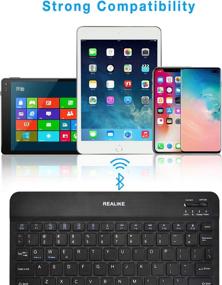 img 2 attached to 🖥️ REALIKE Ultra-Slim Rechargeable Wireless Bluetooth Keyboard for iOS, Android, Windows, and Mac - Compatible with iPad, iPad Pro, iPhone, Android Tablets etc - Black