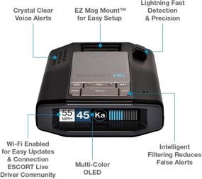 img 2 attached to Escort IXC Radar Detector - Enhanced Range, WiFi Connectivity, Car Compatibility, Auto-Learn Protection, Voice Alerts, Multi-Color Display, Model: 0100039-1