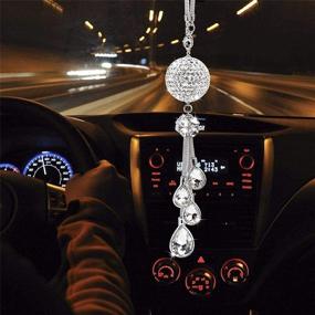 img 1 attached to Bling Car Mirror Accessories: Stylish White Teardrop-Shaped Rhinestone Charms for Men and Women