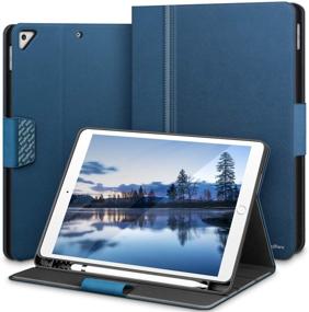 img 4 attached to 🔵 KingBlanc New iPad 10.2-inch 9th/8th/7th Generation Case 2021/2020/2019 Model with Pencil Holder, Auto Sleep/Wake, Multi-Angle Viewing, Vegan Leather Folio Smart Cover for Apple iPad 10.2", Blue