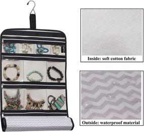 img 3 attached to MISSLO Hanging Jewelry Organizer: A Foldable Travel Case with 14 Cotton Zippered Pockets for Efficient Storage and Travel Convenience