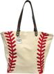 baseball canvas handbag oversize sports logo