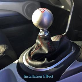 img 1 attached to 🔵 Protective Universal Auto Manual Gear Shift Knob Boot Dust Cover - Black PU Leather with Red and Blue Seams (Blue)