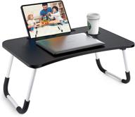 🛏️ black folding bed tray lap desk, portable lap desk with phone slots, notebook table for dorm rooms or small spaces logo