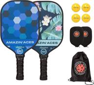 🏓 amazin' aces blue and green signature pickleball paddle set - 2 usapa-approved rackets with graphite face, honeycomb polymer core, 4 outdoor pickleballs, 2 paddle covers, and 1 carry bag логотип