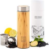 🎍 bamboo vacuum insulated bottle with tea infuser & strainer - stainless steel tumbler, fruit infuser - double walled tumbler water bottle for travel mug - thermo логотип