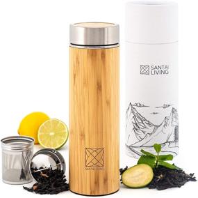 img 4 attached to 🎍 Bamboo Vacuum Insulated Bottle with Tea Infuser & Strainer - Stainless Steel Tumbler, Fruit Infuser - Double Walled Tumbler Water Bottle for Travel Mug - Thermo