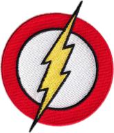 square deal recordings & supplies presents the flash - classic ⚡ lightning bolt logo - embroidered iron on patch: a must-have for superhero enthusiasts logo