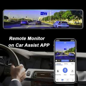 img 1 attached to 📸 EKLEVA Зеркальная видеокамера 12 дюймов: Двойная камера FHD 1080P, 4G Android8.1, ОЗУ 2 ГБ Встроенная память 32 ГБ - Потоковое средство мультимедиа, зеркало заднего вида автомобиля с камерой Bluetooth, автомобильный видеорегистратор с ADAS, ночным видением, WiFi, GPS Навигация Dash Cam