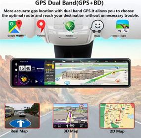 img 3 attached to 📸 EKLEVA Зеркальная видеокамера 12 дюймов: Двойная камера FHD 1080P, 4G Android8.1, ОЗУ 2 ГБ Встроенная память 32 ГБ - Потоковое средство мультимедиа, зеркало заднего вида автомобиля с камерой Bluetooth, автомобильный видеорегистратор с ADAS, ночным видением, WiFi, GPS Навигация Dash Cam