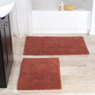 🧼 cotton bath mat set - 2 piece soft & absorbent reversible mats for bathroom - machine washable rugs (brick) by lavish home logo