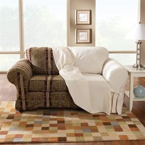 img 1 attached to SureFit Home Décor 100% Cotton Duck Sofa Loveseat Slipcover in Natural, Machine Washable & One-Piece Design