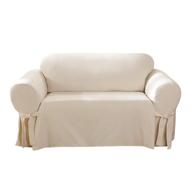 surefit home décor 100% cotton duck sofa loveseat slipcover in natural, machine washable & one-piece design logo