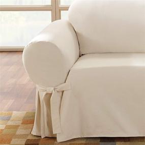 img 2 attached to SureFit Home Décor 100% Cotton Duck Sofa Loveseat Slipcover in Natural, Machine Washable & One-Piece Design