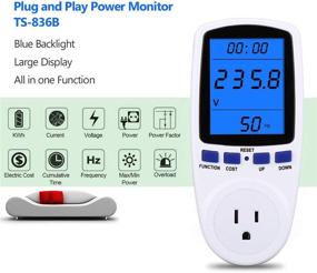 img 2 attached to 🔌 Enhanced LCD Display Night Vision Power Meter Plug: Efficient Power Consumption Monitor with Overload Protection, 7 Display Modes for Energy Saving - Watt Meter
