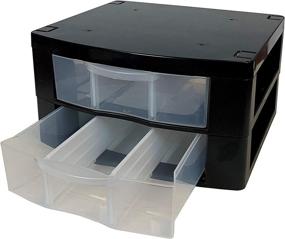 img 3 attached to 📚 School Locker Drawer Organizer with 2 Removable Dividers. High-Duty Design. Fits 12-Inch Wide Locker (Double, Black)