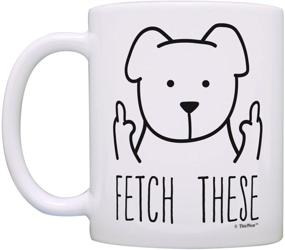 img 3 attached to 🖕 Fetch This Funny Dog Mug - Middle Finger Dog Lover Gift for Women - Coffee Mug Tea Cup White