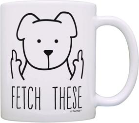 img 4 attached to 🖕 Fetch This Funny Dog Mug - Middle Finger Dog Lover Gift for Women - Coffee Mug Tea Cup White