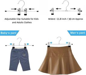 img 3 attached to 👔 Premium 20 Pack Pant and Skirt Hangers with Adjustable Non Slip Clips - Ultra Thin and Space Saving Metal Slack Hangers - Durable and Organize Clothes Efficiently