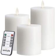 🕯️ smtyle christmas white flameless candles: realistic flickering pillar candle lights with remote control & timer - 3in pack of 3 логотип