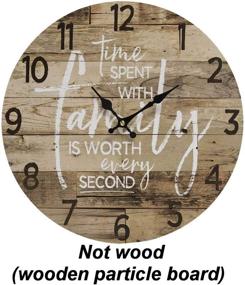 img 3 attached to 🕰️ 13-Inch Round Farmhouse Wall Clock – Decorative Wood-Style Quartz Battery-Operated Rustic Home Decor Vintage Decoration with Retro Design – Ideal for Living Room, Kitchen, Bedroom, Bathroom – Large Numerals – Silent Ticking
