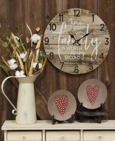 img 1 attached to 🕰️ 13-Inch Round Farmhouse Wall Clock – Decorative Wood-Style Quartz Battery-Operated Rustic Home Decor Vintage Decoration with Retro Design – Ideal for Living Room, Kitchen, Bedroom, Bathroom – Large Numerals – Silent Ticking
