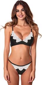 img 4 attached to 👙 RELLECIGA Lace Triangle Bikini Top with Cheeky Brazilian Bottoms for Women